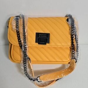 Badgley Mischka Yellow Quilted Crossbody Bag